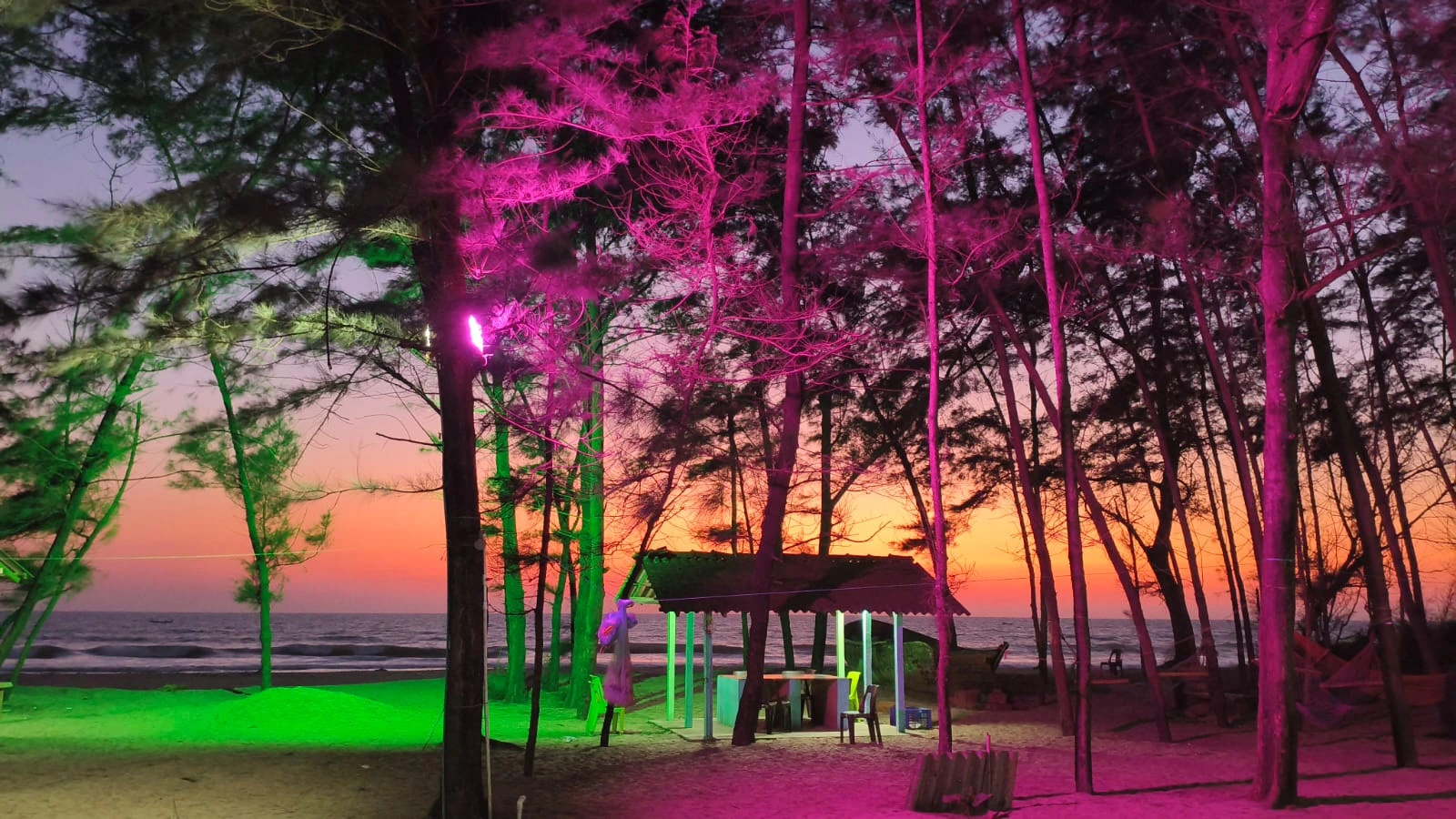 Sunshine Beach Resort — beach with colorful lighting
