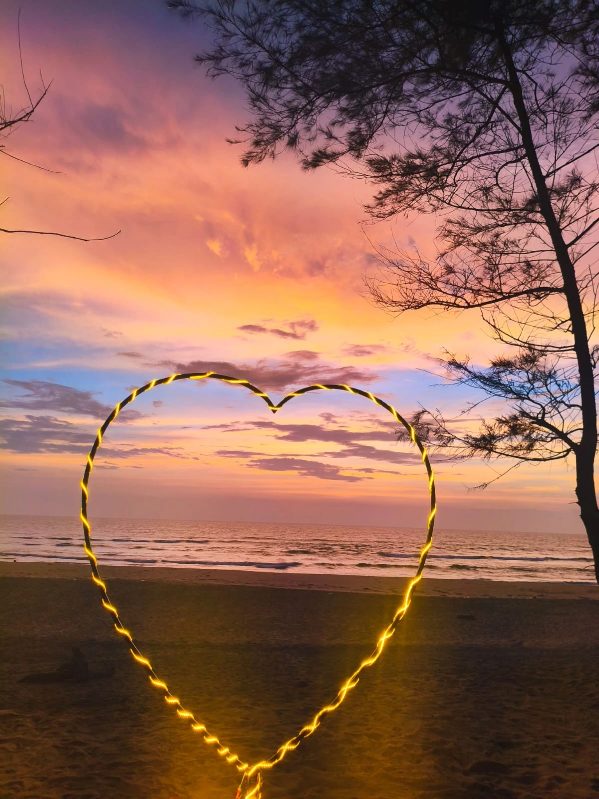 Heart light sunset